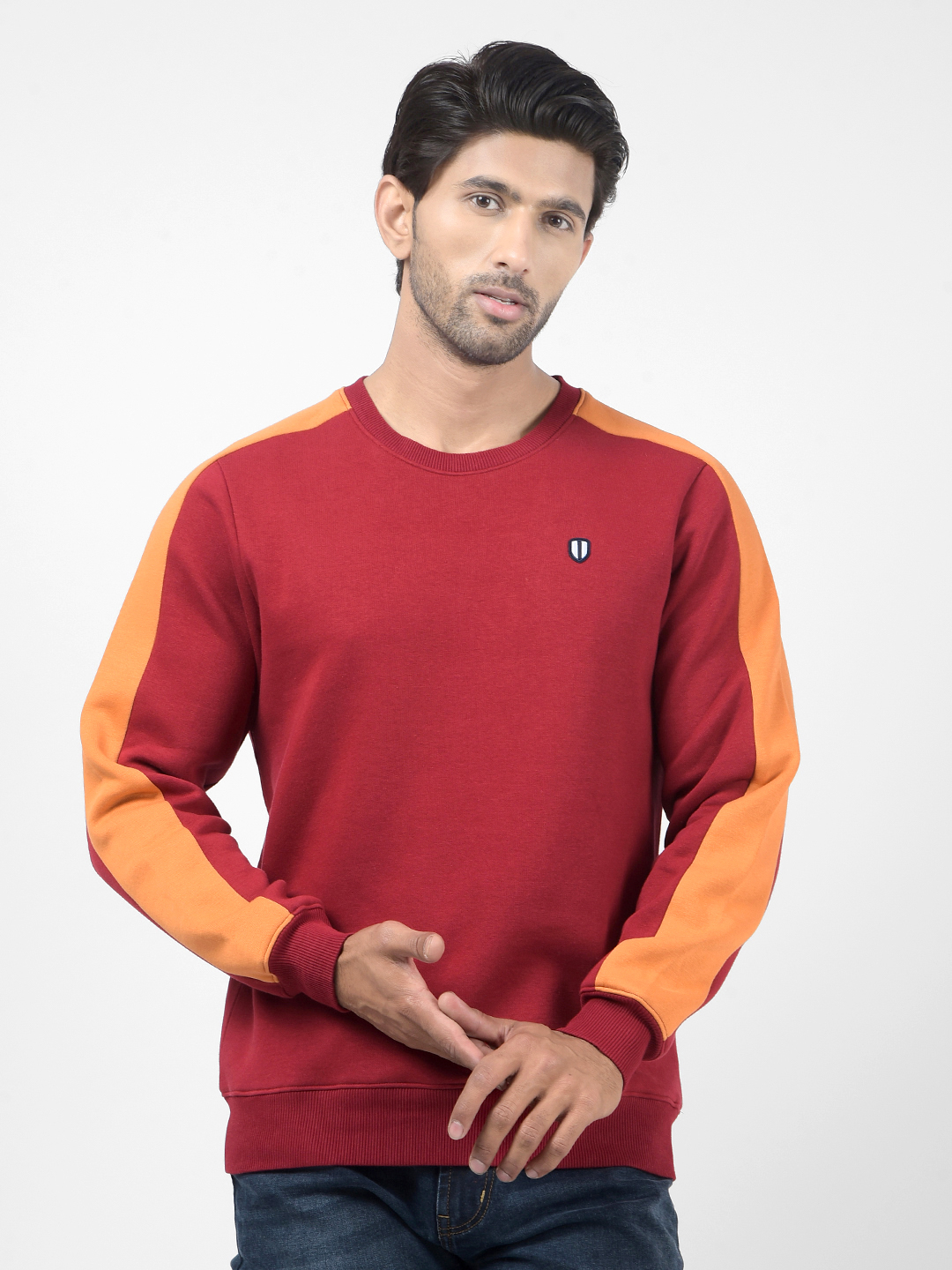 Numero Uno Men Color Block Maroon Sweat Shirt